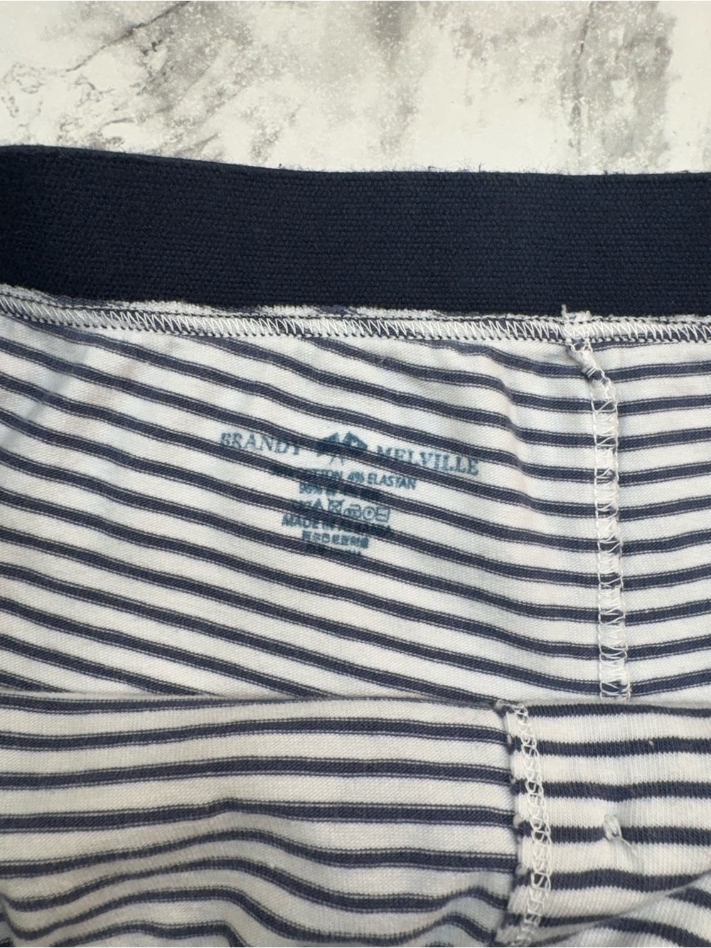 Brandy Melville Navy & White Striped Lounge Shorts - Picture 3 of 3